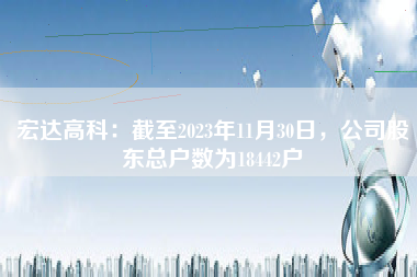 宏达高科：截至2023年11月30日，公司股东总户数为18442户