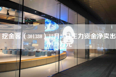 挖金客（301380）12月26日主力资金净卖出499.20万元